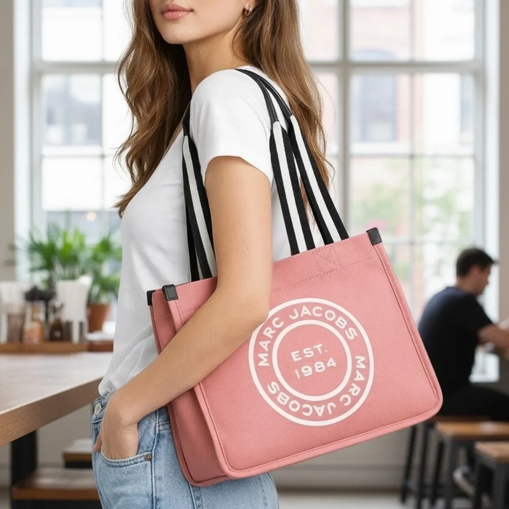 Marc Jacobs The Signet Medium Dusty Rose Canvas Tote Bag (EUC)